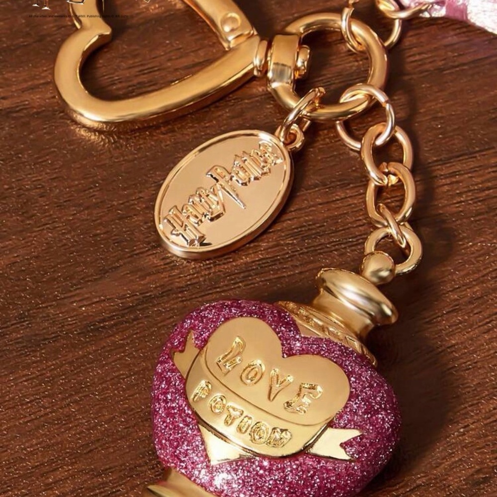 Harry PotterLove Potion Heart Keychain – Gold & Pink